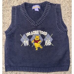 Disney Winnie‎ the Pooh Infant Boys Y2K Blue Sweater Vest, Size 18 Months